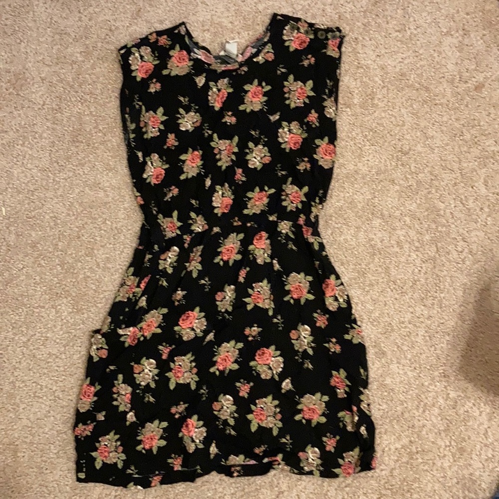 black mini dress flower print